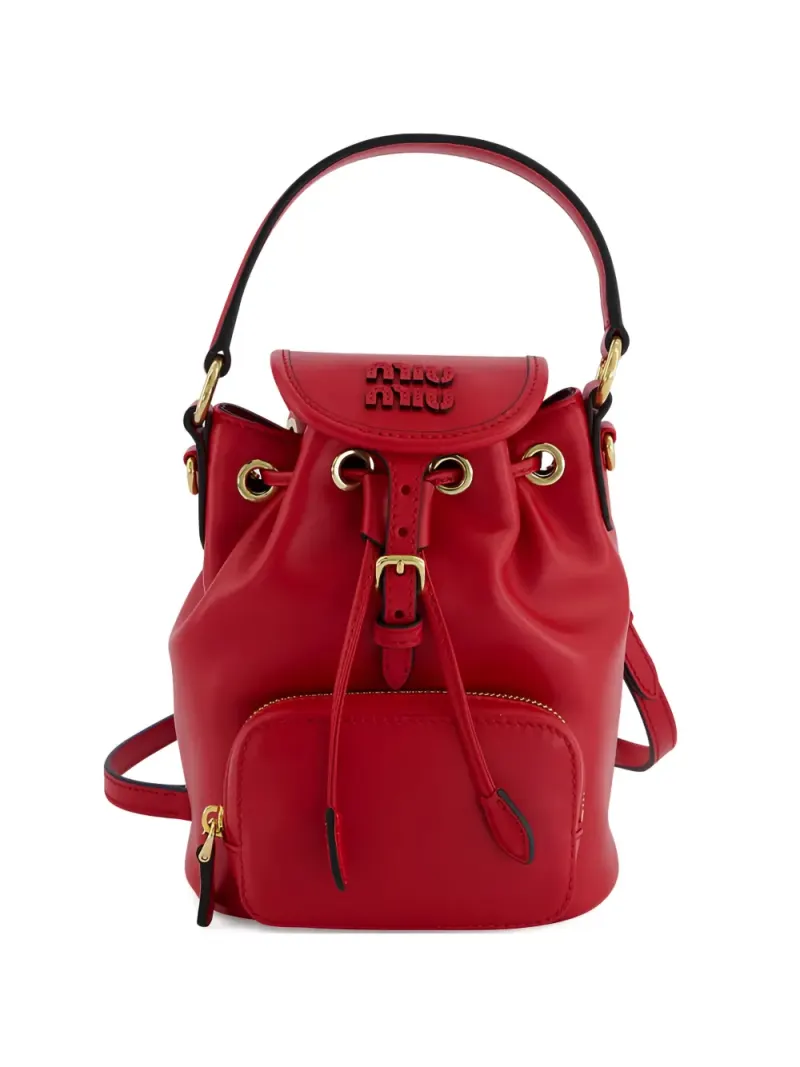 Miu Miu Beuteltasche mit Logo in Rot