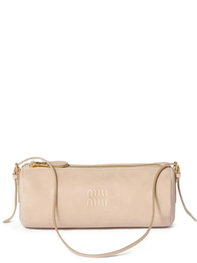 Miu Miu Clutch mit Logo-Prägung in Nude
