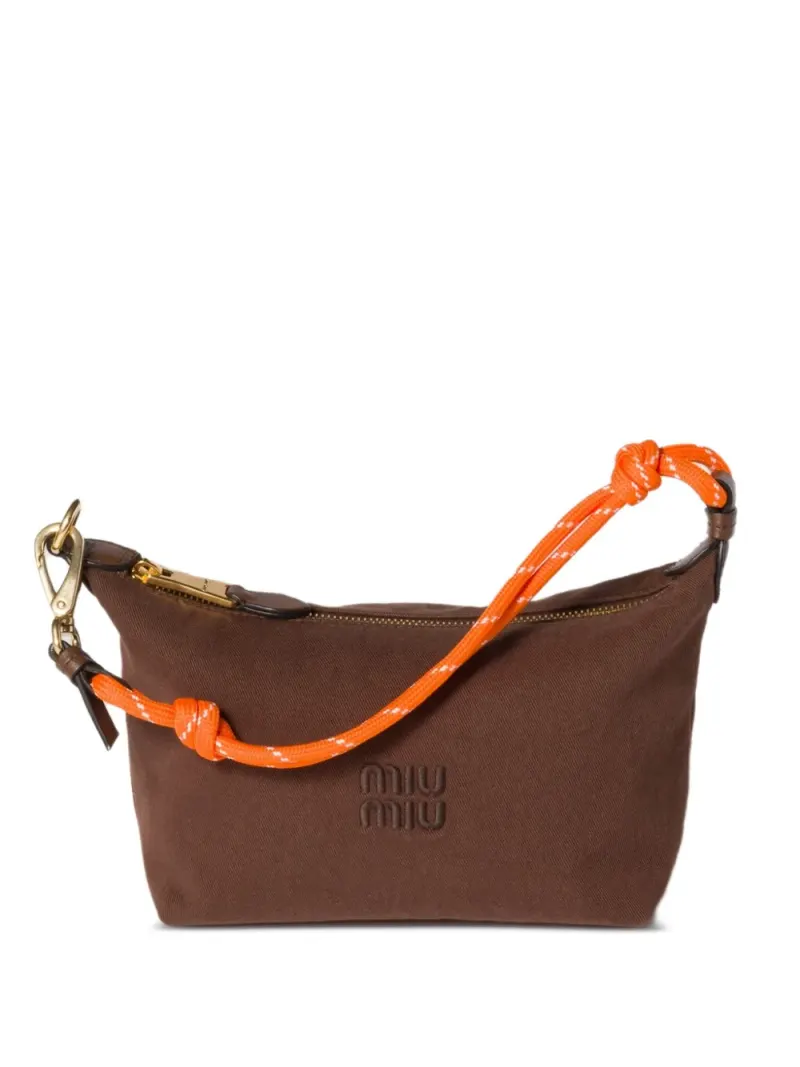 Miu Miu Mini Gabardine-Tasche mit Logo Mini in Braun