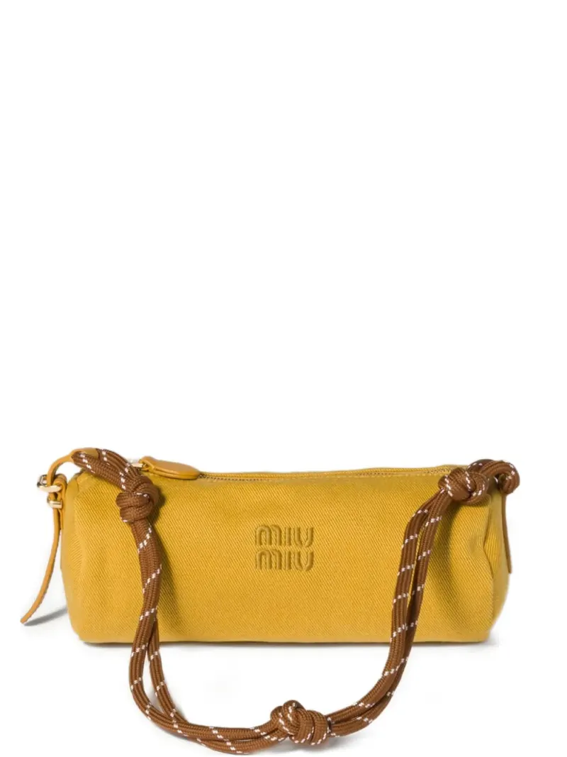 Miu Miu Gabardine-Tasche mit Logo-Stickerei in Gelb