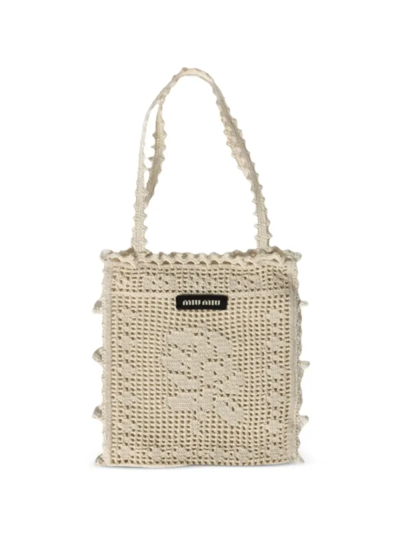 Miu Miu Gehäkelter Tote Bag in Nude
