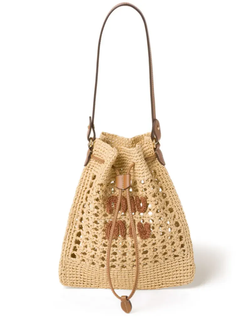 Miu Miu Gewebte Mini-Tasche aus Bast Mini in Nude