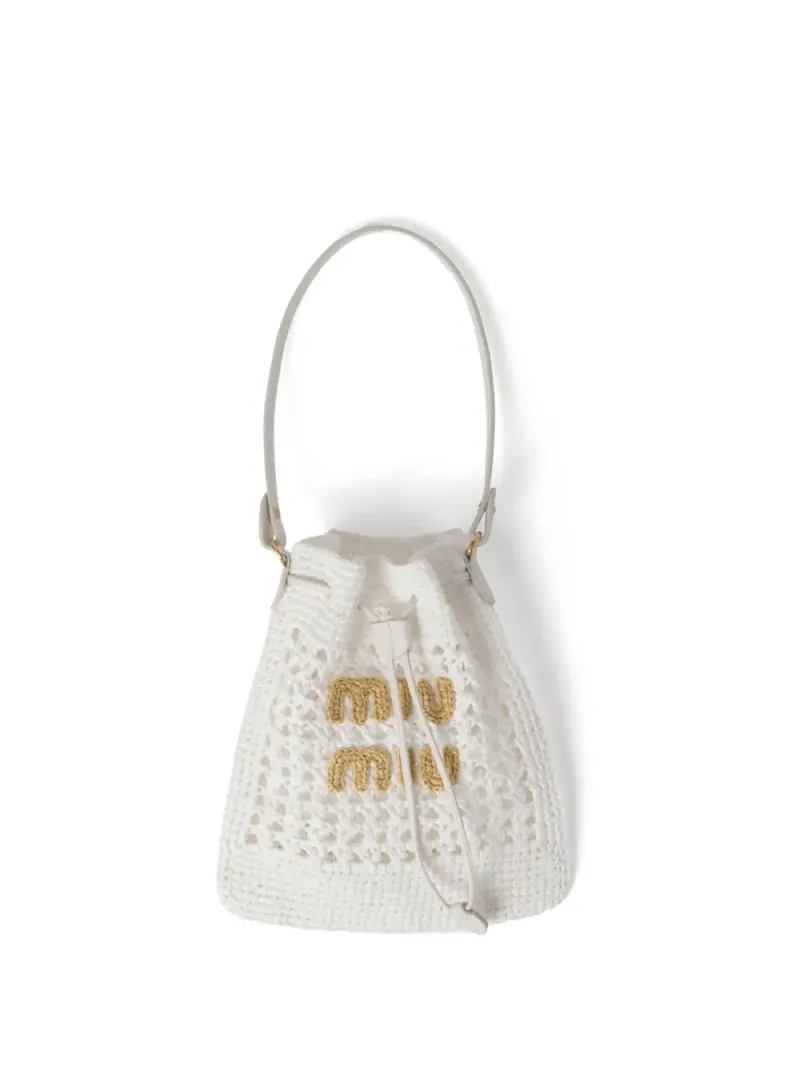 Miu Miu Gewebte Mini-Tasche aus Bast Mini in Weiß