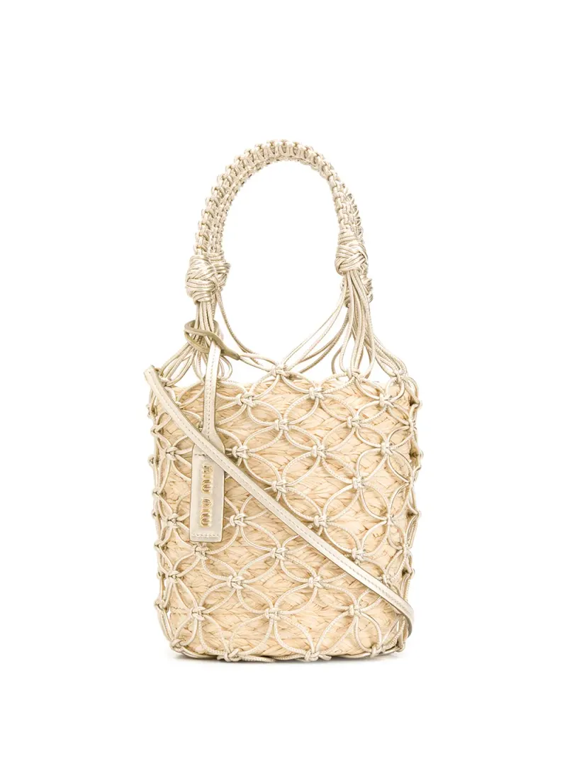 Miu Miu Gewebte Beuteltasche in Gold
