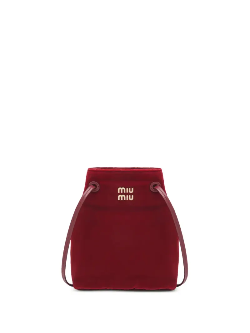 Miu Miu Mini-Tasche aus Samt mit Logo Mini in Rot
