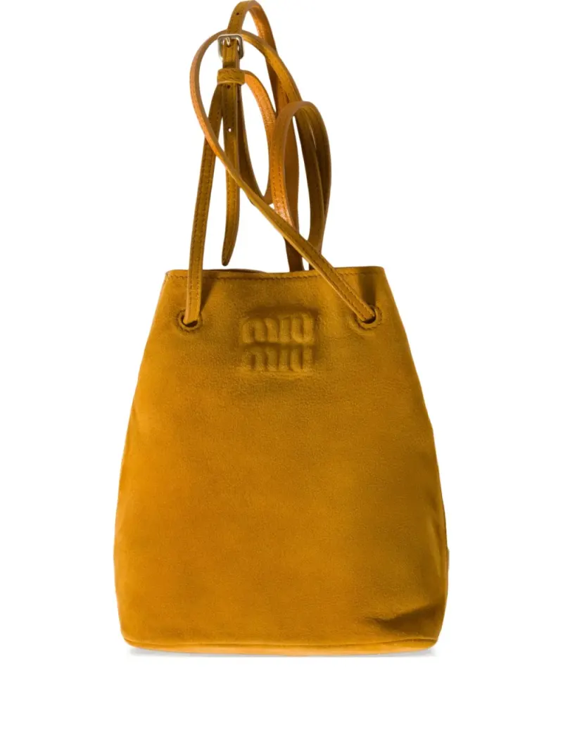 Miu Miu Schultertasche aus Wildleder in Gelb Wildleder-Leder