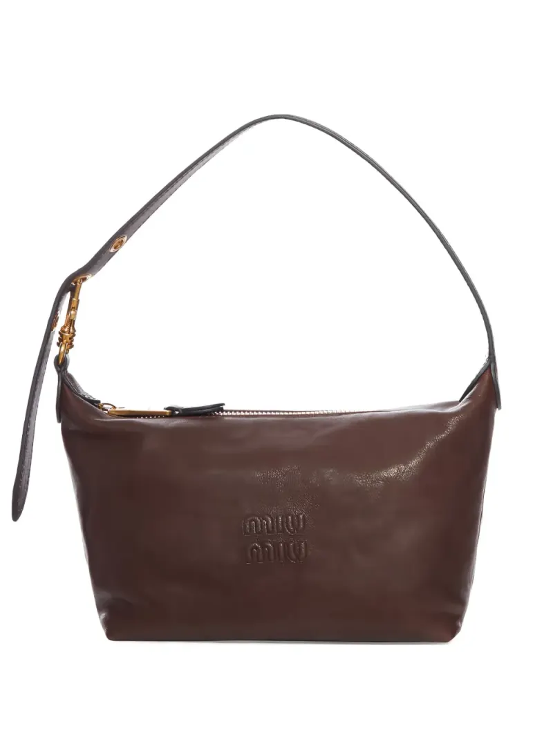 Miu Miu Schultertasche mit Logo-Prägung in Braun