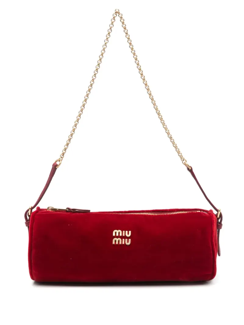 Miu Miu Schultertasche mit Logo-Schild in Rot