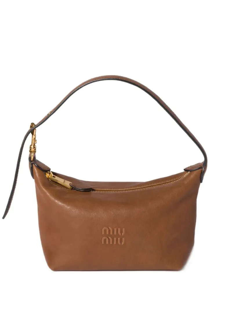 Miu Miu Schultertasche mit Logo-Prägung in Braun