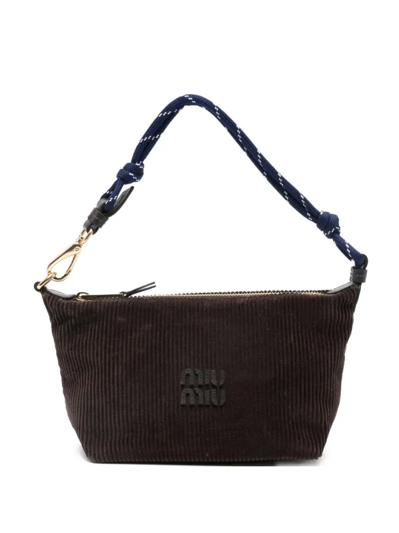 Miu Miu Schultertasche aus Cord in Braun