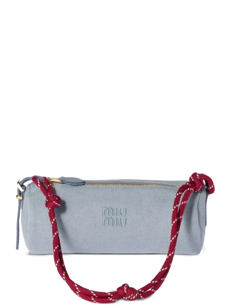 Miu Miu Schultertasche aus Gabardine in Grau