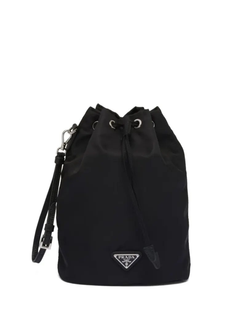 Prada Clutch mit Logo-Schild in Schwarz