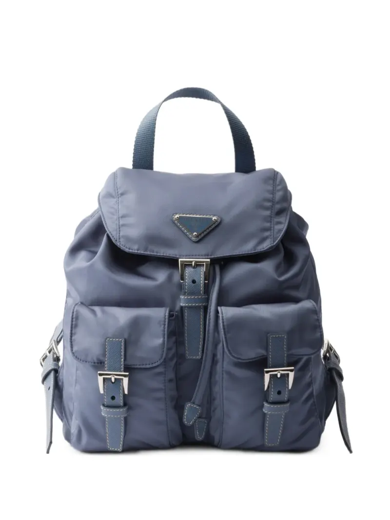 Prada Kleiner Re-Nylon Rucksack in Blau Re-Nylon-Leder