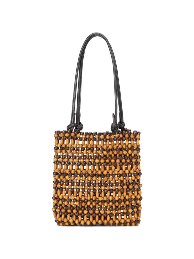 Staud Mini Baja Tote Bag mit Perlen Mini in Nude