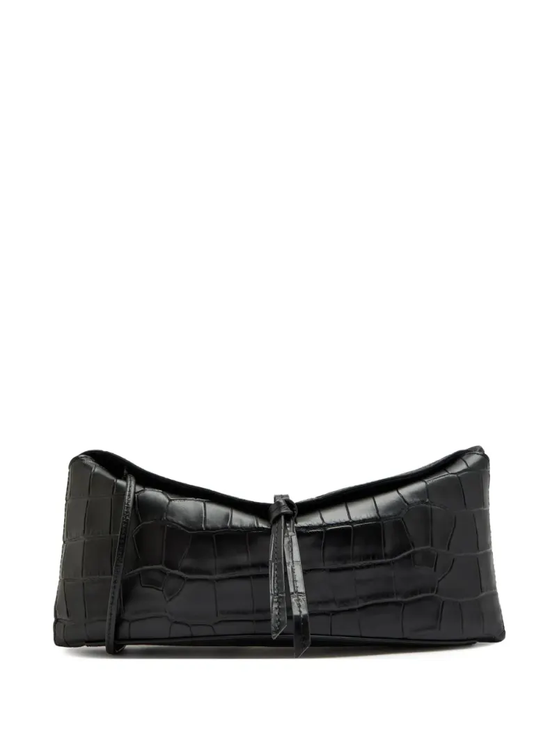 Staud Eve Clutch mit Kroko-Effekt in Schwarz