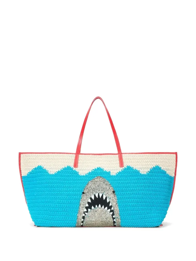 Staud sequin-embellished crochet tote bag in Blau