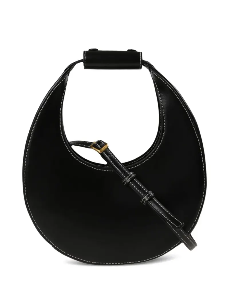 Staud Stitched Moon Schultertasche in Schwarz