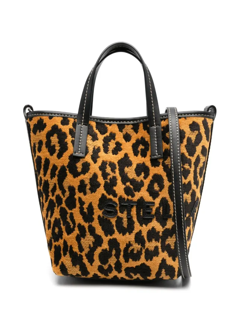 Stella McCartney Beuteltasche aus Leoparden-Jacquard in Braun