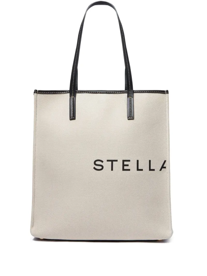 Stella McCartney Große SMC Tote Bag aus Canvas in Weiß