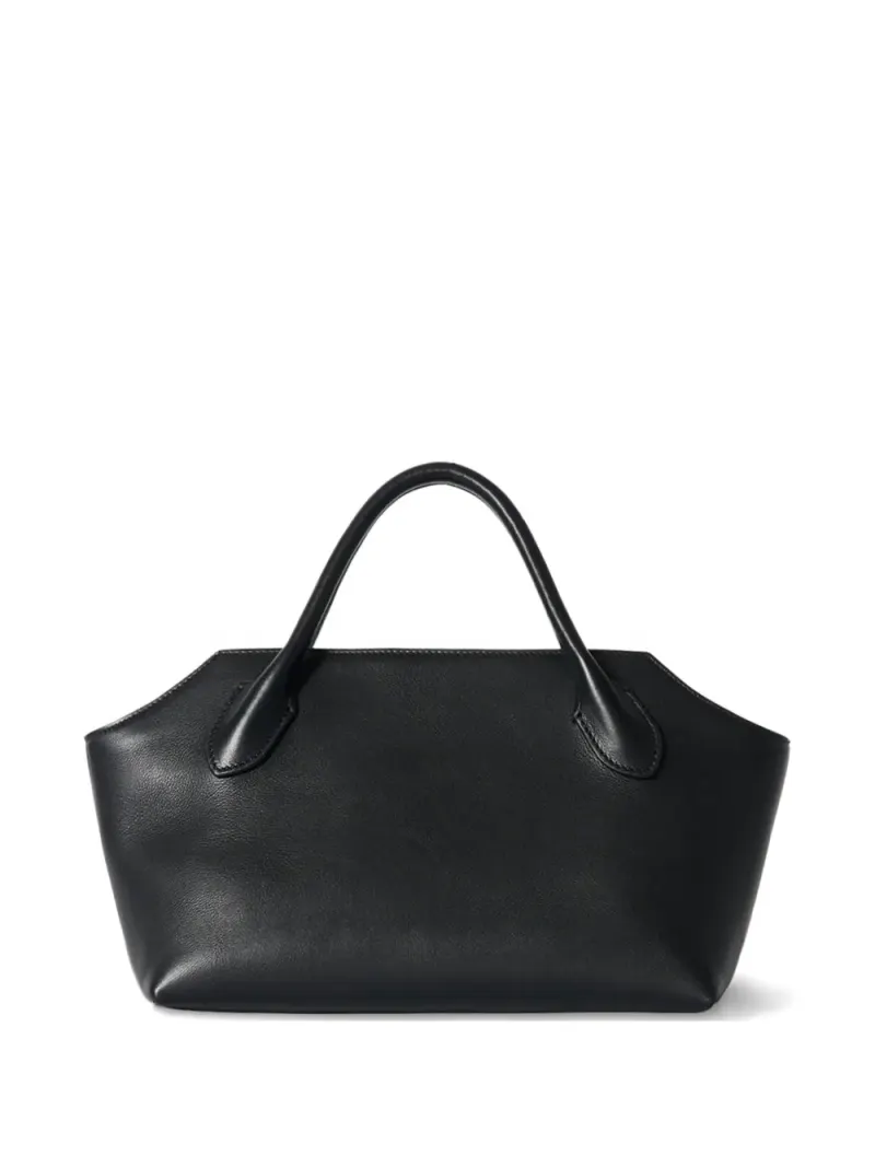 The Row Terrasse Bauletto leather tote bag in Schwarz