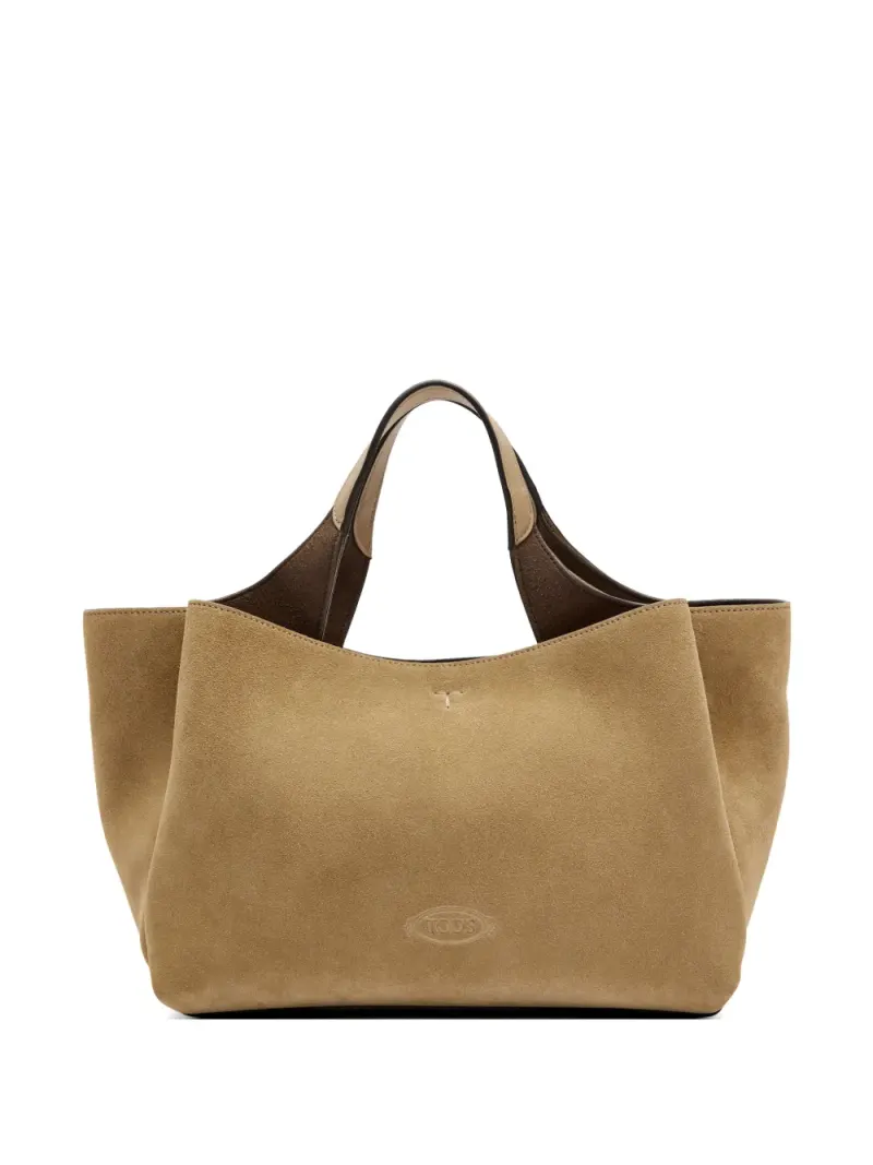 Tod's debossed-logo suede shoulder bag in Braun