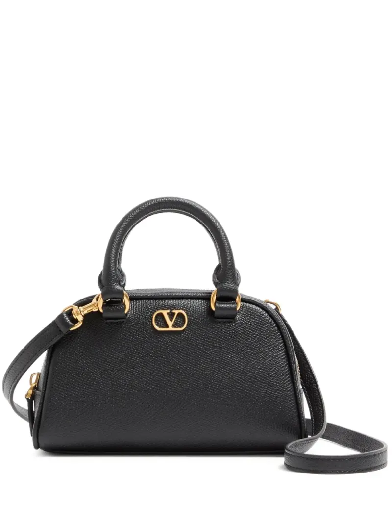 Valentino Bowlingtasche Mini in Schwarz Kalbsleder-Leder – Tote Bags