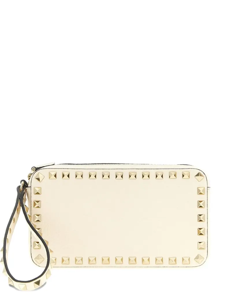 Valentino Ruckstud Clutch mit Handgelenkschlaufe in Nude