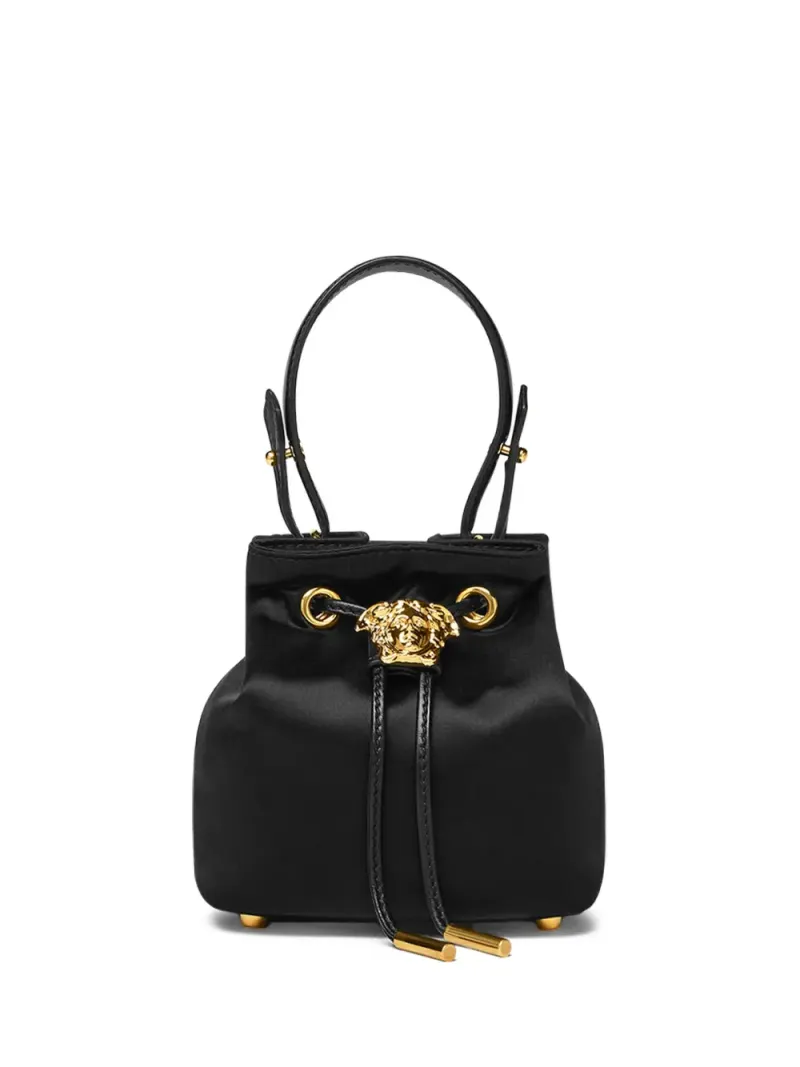 Versace Mini La Medusa Beuteltasche aus Satin Mini in Schwarz