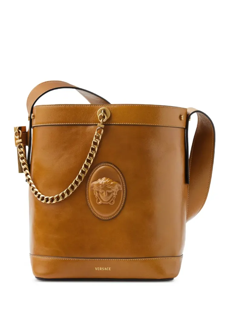 Versace Kleine Pivot Beuteltasche in Braun